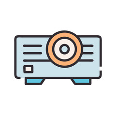 Poster - Modern projector icon perfect for presentations, events, and home theater promotions on black background