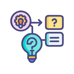 Poster - Conceptual Illustration of Problem Solving Process with Question Mark, Lightbulb and Idea Development