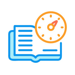 Poster - Time Management Concept: Open Book with a Clock on Top, Flat Vector Illustration