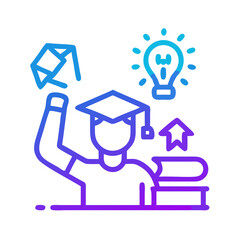 Poster - Graduate with Lightbulb Idea and Graduation Cap Shows Education and Success Path