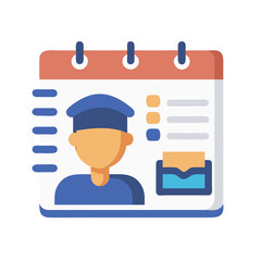 Poster - Illustration of a calendar with a police officer profile, appointment scheduling and reminder concept