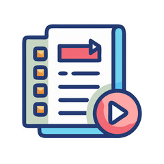 Poster - Graphic illustration of an online video playlist with a play button overlay