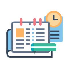 Poster - Organized schedule concept with calendar, clock and planner for business productivity