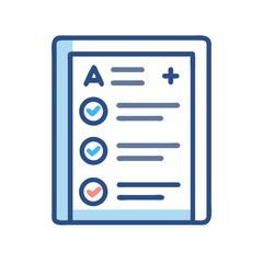 Poster - Checklist form with tick marks and grades, business process form illustration, flat design