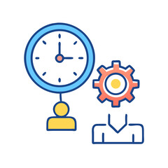 Poster - Time Management and Productivity Concept with Clock and Gear in Flat Design