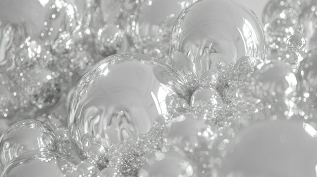 Shiny spheres, glossy, liquid, metallic surface