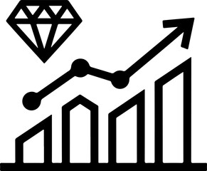 Poster - Diamond and upward trending bar graph icon representing growth and valuable investment