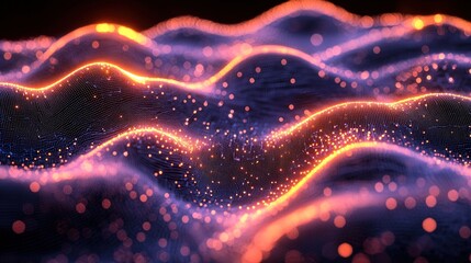 Poster - Abstract digital waves of glowing particles (2)