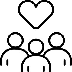 Poster - Stylized icon of three people with a heart symbol above them