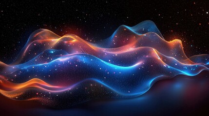 Poster - Abstract digital wave of glowing particles (2)