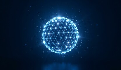 Illuminated Geometric Sphere with Interconnected Nodes on a Dark Background