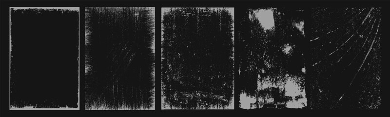 Aufkleber - Overlay texture frames with paper fold effect and rough dirty scratches. Old blank overlay texture set with effect damaged, dust, grunge strokes, creases. Torn paper with creases. Grunge punk frames.