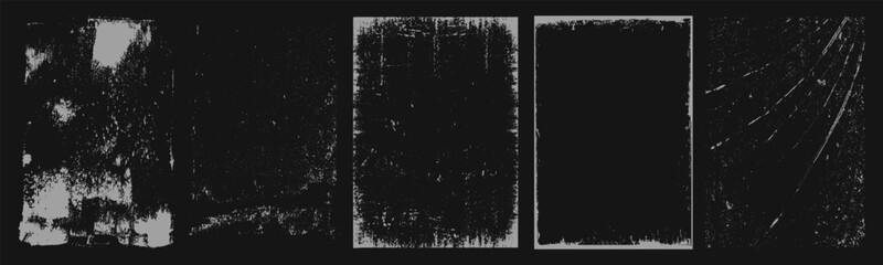 Aufkleber - Overlay texture frames with paper fold effect and rough dirty scratches. Old blank overlay texture set with effect damaged, dust, grunge strokes, creases. Torn paper with creases. Grunge punk frames.