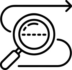 Poster - Magnifying glass with dotted line and directional arrow representing search process