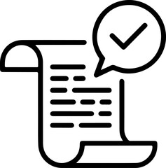 Poster - Document with a checkmark in a speech bubble icon representing approval or completion