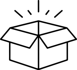 Poster - Open cardboard box with radiating lines indicating surprise or new product launch