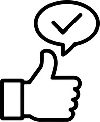 Poster - Thumbs up icon with check mark in speech bubble for approval and positive feedback