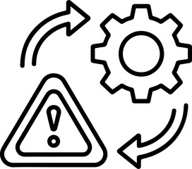 Poster - Warning symbol and gear with circular arrows representing process and risk management