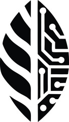Aufkleber - Vector illustration of a leaf plant merging with a circuit board design