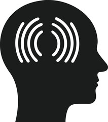 Poster - Silhouette of a human head depicting ideas with sound wave emanations