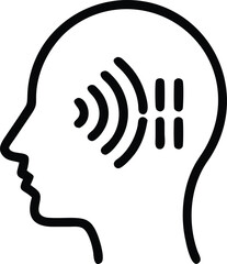 Poster - Human head silhouette with sound waves representing hearing and awareness concept