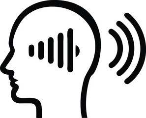 Poster - Silhouette of a human head featuring sound waves or abdominal muscle graphic