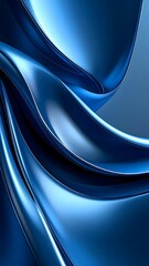 Poster - Polished organic curves in abstract style on cool blue background with smooth visual appeal
