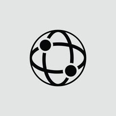 Aufkleber - Black globe icon with two dots represents global communication and connectivity