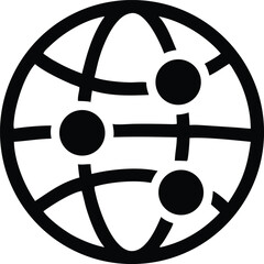 Aufkleber - Minimal globe silhouette design with flowing lines representing global network