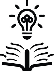 Poster - Elegant silhouette of an open book with glowing elements perfect for education