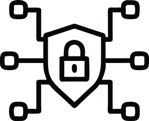 Aufkleber - Black silhouette design featuring shield and padlock icon for digital security