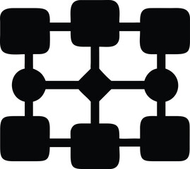 Aufkleber - Black vector graphic of interconnected nodes representing networks and relationships