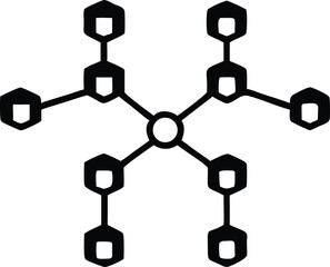 Aufkleber - Abstract black silhouette of interconnected nodes graphic design element