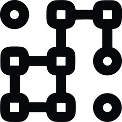 Aufkleber - Black silhouette of interconnected nodes design for data visualization and networks