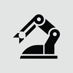 Poster - Simplified black robotic arm icon design for manufacturing and industrial concepts
