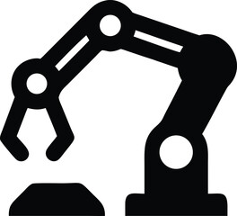 Aufkleber - Silhouette design of a robotic arm holding and interacting with a 3d printed object