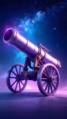 Poster - Stunning cannon illuminated in the night sky with soft lavender glow and textures