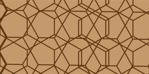 Poster - design in brown tones, perfect for backgrounds, textures, and wallpapers enhancing elegance.Seamless hexagonal pattern forming a geometric