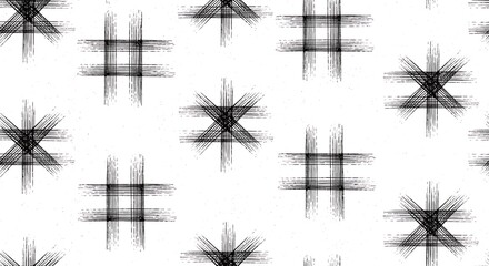 Poster - Abstract black and white pattern featuring cross-hatched shapes, repeating across the surface.