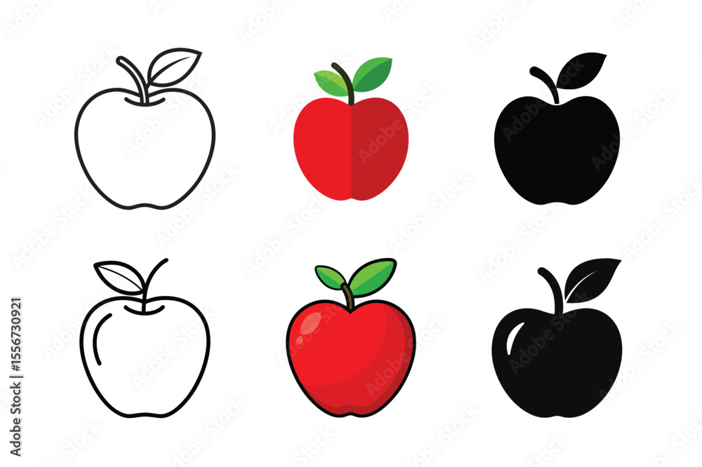 Apple vector set design, apple icon set illustration Stock Vector ...