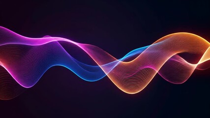 Fototapete - Abstract Digital Waves in Gradient Colors Against a Dark Background with Smooth Motion