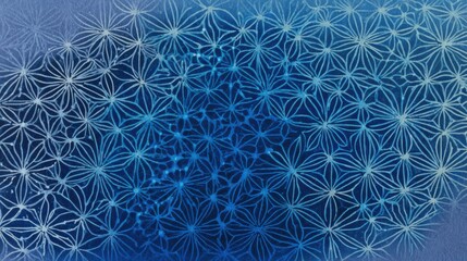Poster - Indigo-colored asanoha geometric patterns layered over a gradient washi background, perfect for New Year cards