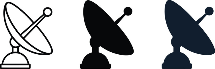 Poster - Satellite dish antenna vector illustration communication technology broadcast signal receiver icon set vector editable vector illustration with png format
