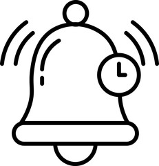 Poster - Alarm bell icon, notification symbol, clock, time reminder, alert, and schedule concept in simple black outline style for user interface design
