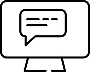 Leinwandbilder - Computer monitor with chat bubble icon black outline communication technology digital message online conversation simple vector isolated on white