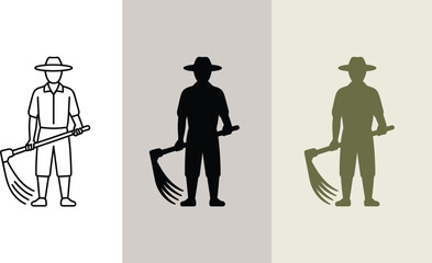 Poster - Farmer agriculture vector illustration set farming silhouette agriculture worker agriculture tool design 100 editable vector illustration with png format