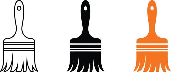 Poster - Paint brush icon vector illustration set for painting wall art design home decoration and renovation project editable vector illustration with png format