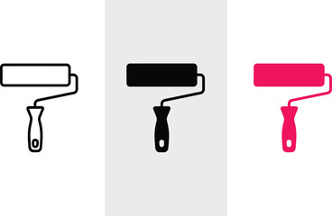 Fototapete - Paint roller vector icon set for wall painting home improvement and renovation projects diy tools design 100 editable vector illustration with png format