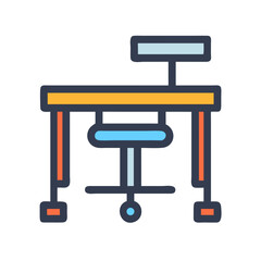 Poster - Work desk and chair flat design vector illustration graphic