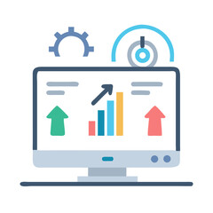 Aufkleber - Data analysis on computer screen showing financial growth